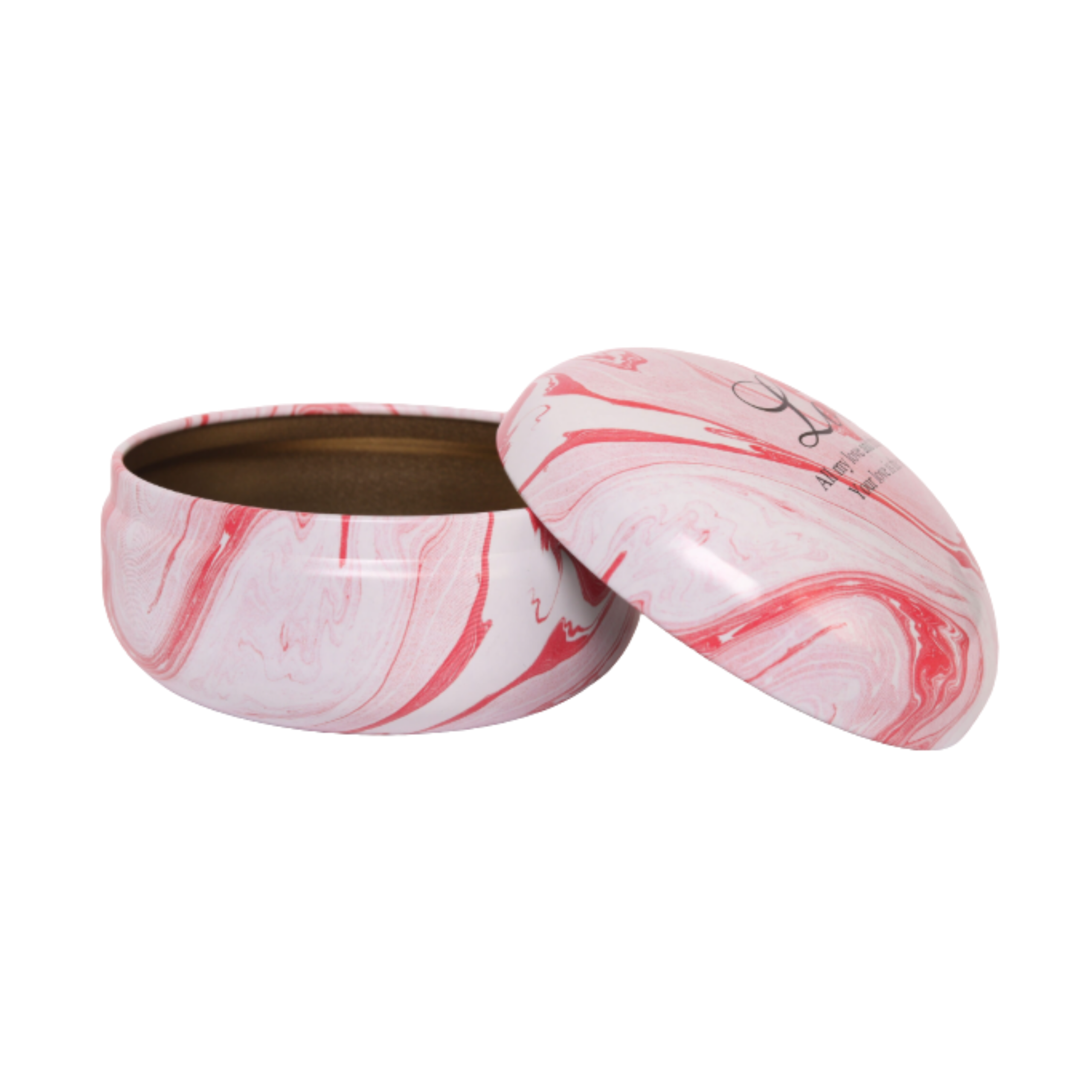 Marbled Red & White Design Tinplate Container Marbled Red & White Design Tinplate Container