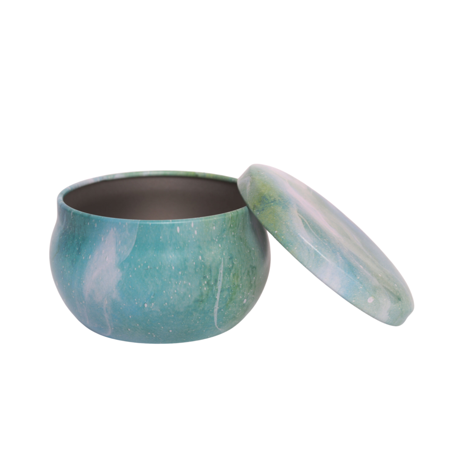 Blue and Green Metal Storage Tin with Lid