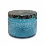 Blue Embossed Glass Storage Jar