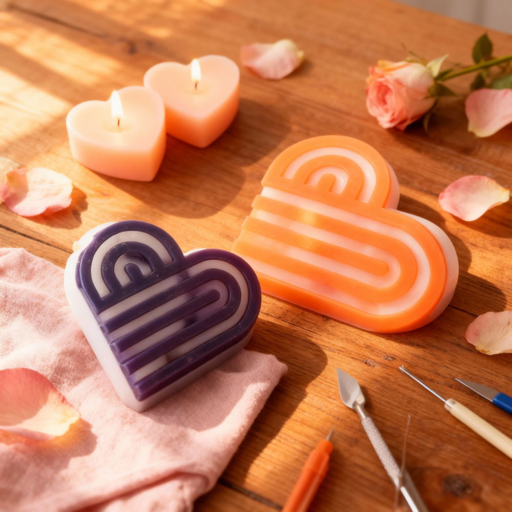 Two-Piece Heart Silicone Mold
