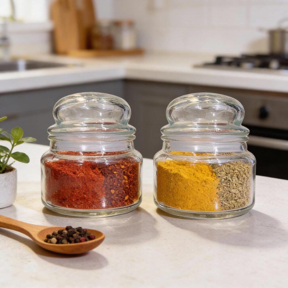 Clear Glass Storage Jar Set with Lid, 250g,, 11x9 cm