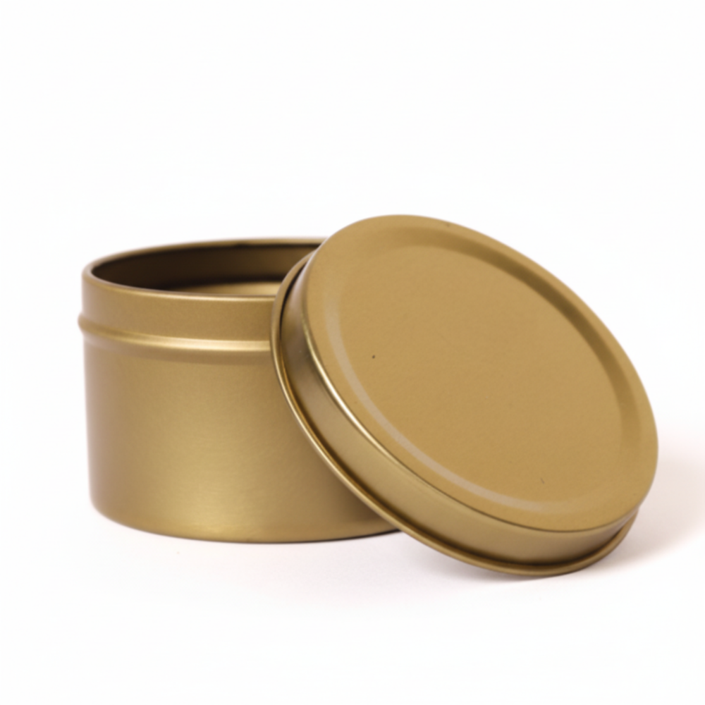 Gold Round Metal Storage Tins