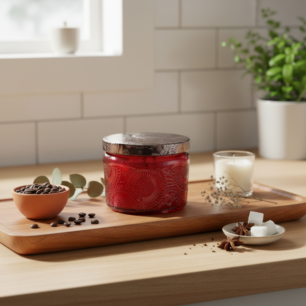 Red Embossed Jar