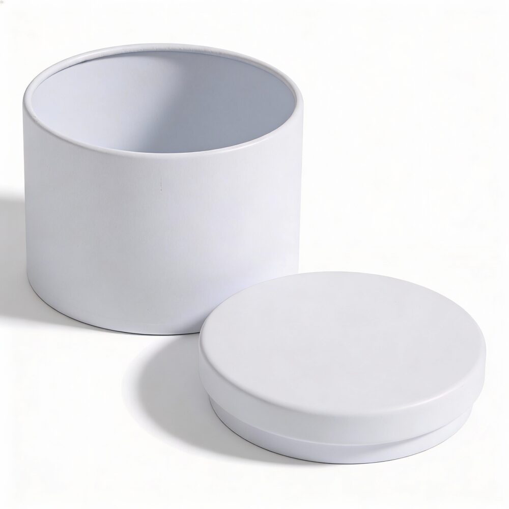 White Round Metal Storage Tin with Lid 5.2×6.5 cm