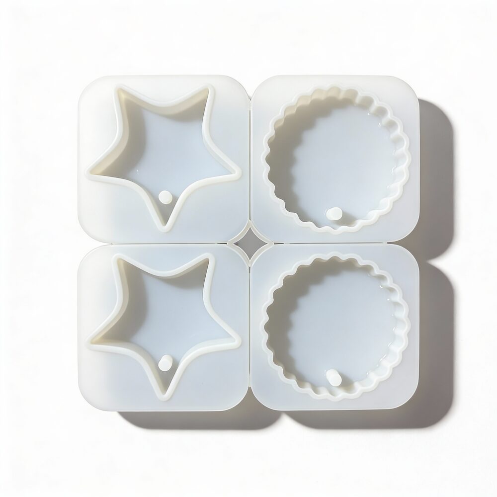 4-Cavity Silicone Mold for Candles and Soap – 2 Stars & 2 Circles DIY Mold