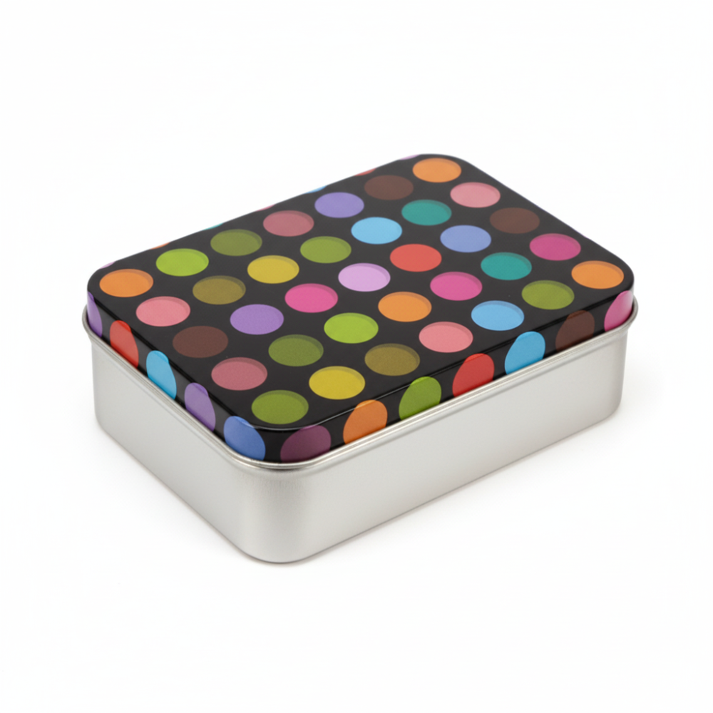 Silver Metal Tinplate Storage Container with Black Lid – 100g