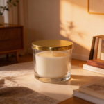 Transparent Glass Candle Container with Gold Lid – 350g Capacity Luxury Candle Jar – Elegant Storage for Scented Candles & Home Décor