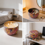 Yellow Mandala Metal Storage Tin with Colorful Design for Candles & Accessories (100g)
