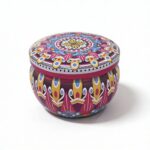 Dark Purple Mandala Metal Storage Tin 7.5 × 5 cm for Candles & Accessories – 100g