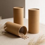 Large Round Kraft Paper Storage Box with Lid – 17 × 8.8 × 12 cm
