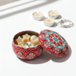 Red Tinplate Organizer for Candles, Beads & Accessories – 100g Capacity, 7.5×5 cm