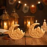 Ramadan Silicone Candle & Soap Mold – Crescent Moon with 3 Mosques, DIY Wax & Soap Mold