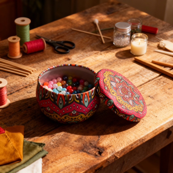 Colorful Pink with Yellow Tinplate Mini Jar 50ml 3.8 × 6.2 cm, 50ml - Image 3