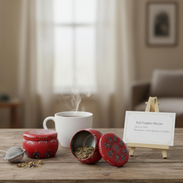 Red Tinplate Mini Container 50ml 3.8 × 6.2 cm, 50ml - Image 3