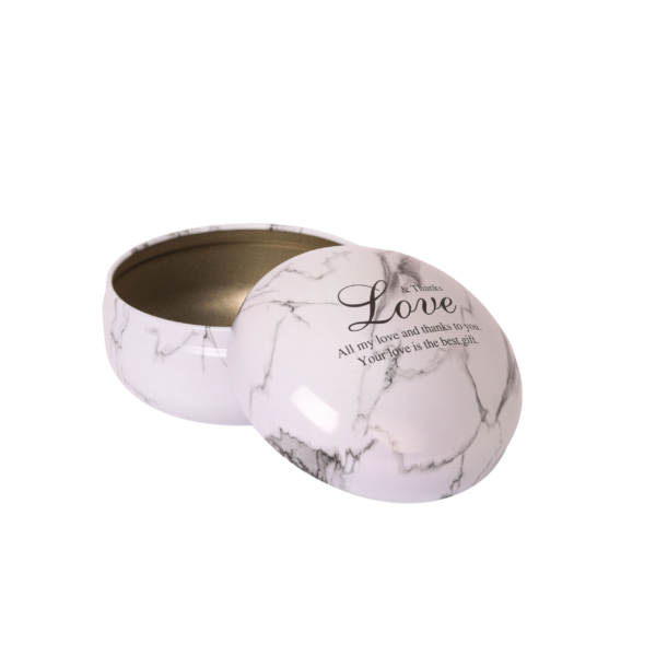 Marble Tinplate Container with lid, 6.2*9 cm, 120ml