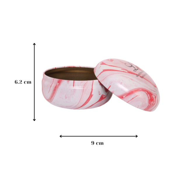 Marbled Red & White Design Tinplate Container with lids, 6.2*9 cm, 120ml - Image 2