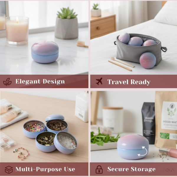 Purple Marble Tinplate Container with lids, 6.2*9 cm, 120ml - Image 3