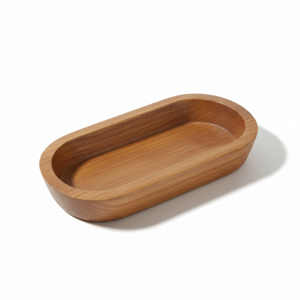 Rustic Wooden Oval Bowl, Functional Decor for Home & Candle Accessories