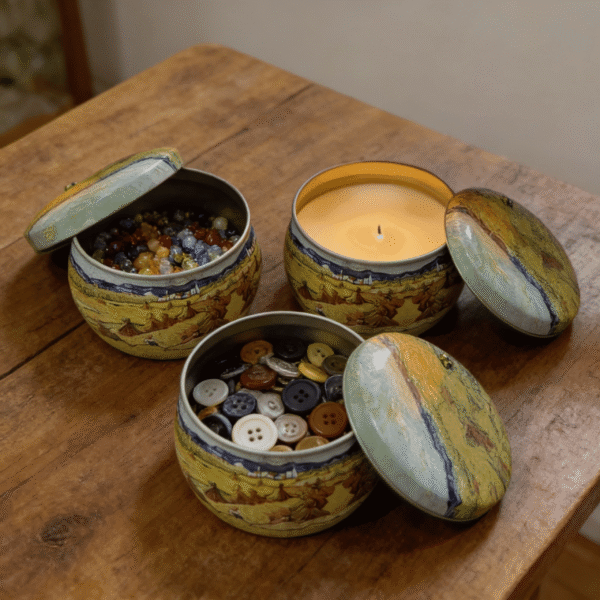 Tinplate Storage Containers with Lids. Multi-Purpose Metal Tins for Candles, Beads & Buttons. Durable Reusable Craft & Home Storage - Image 2