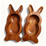 Handcrafted Rabbit-Shaped Wooden Bowls, Natural Elegance for Your Home