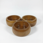 Set of 3 Wooden Bowls Shaped, Natural Decor