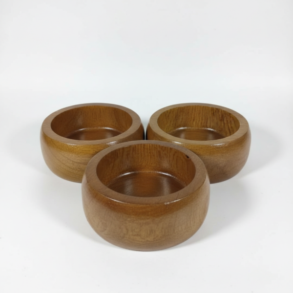 Set of 3 Wooden Bowls Shaped, Natural Decor