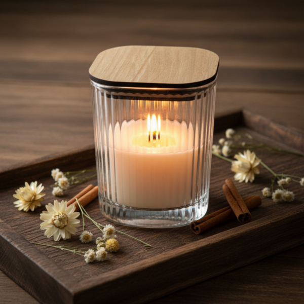 Ribbed Glass Jar – 150 ml with lid. Empty Storage Container - Image 3