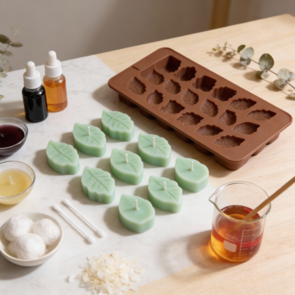 Small Leaf Silicone Mold for Candle & Soap Making – Reusable Decorative Mold - Image 2