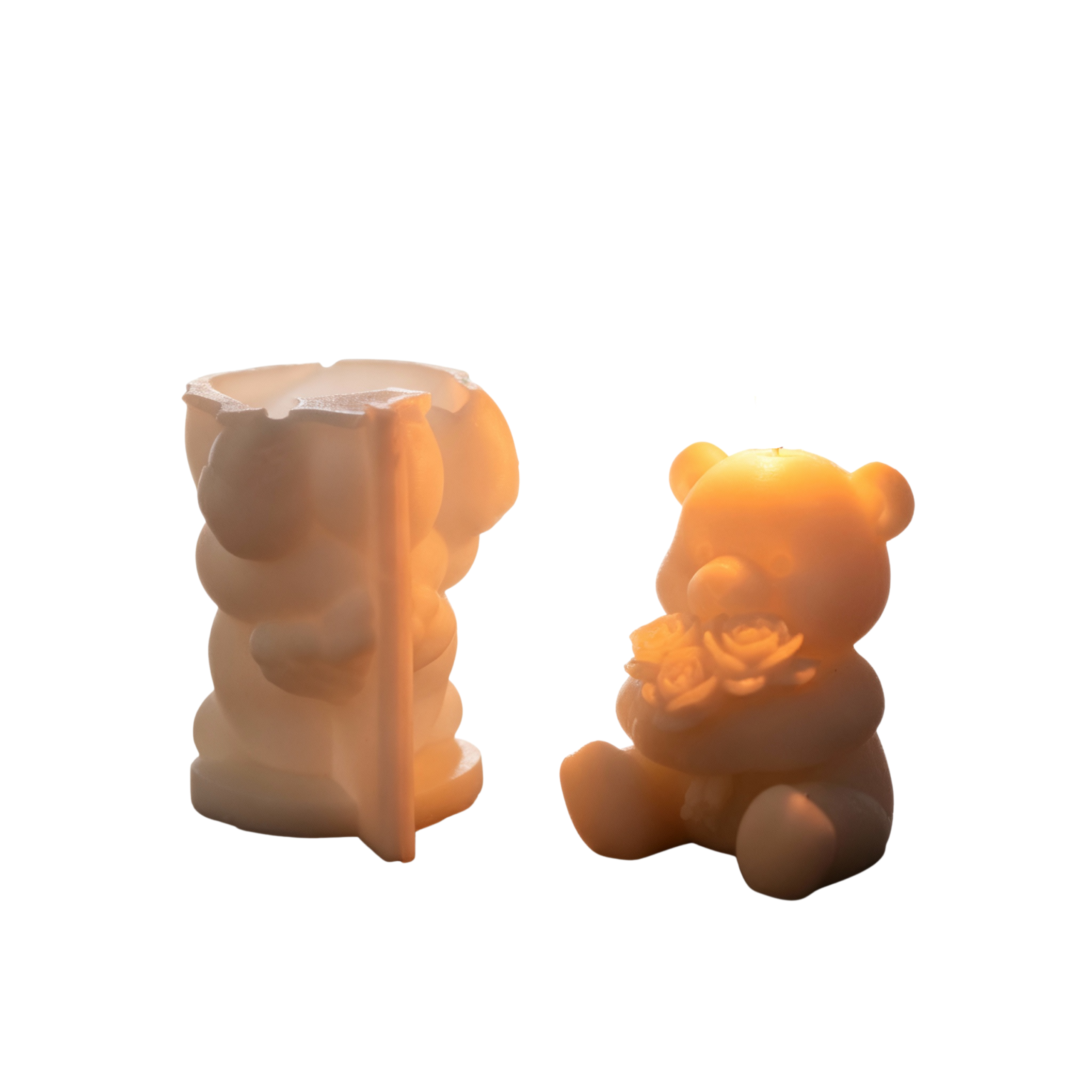 395-1-scaled-1.png Teddy Bear with Flowers Silicone Mold. For Candle & Soap Making - Image 1