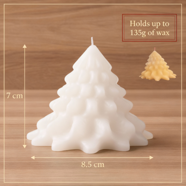 3D Christmas Tree Silicone Mold for Candle and Soap Making 8.5x7cm, 135g Wax Capacity - Image 3