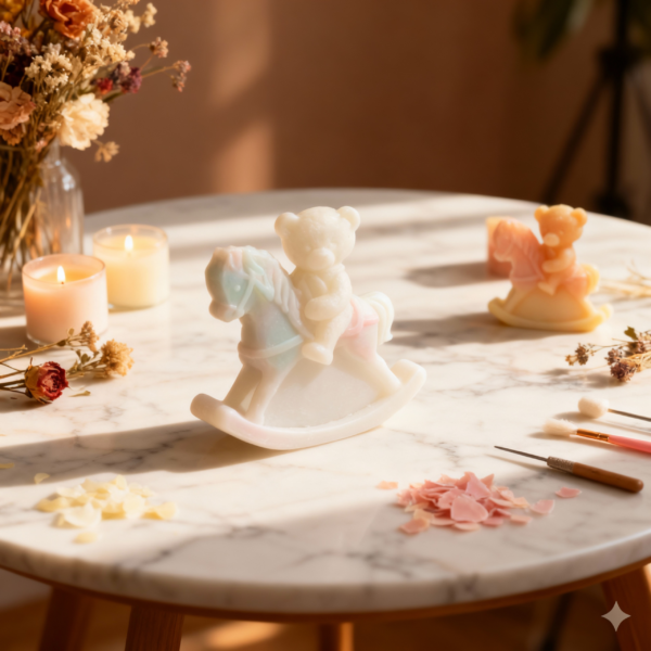 Horse with Teddy Rider Silicone Mold Unique Mold for Candles, Soap making - Image 2