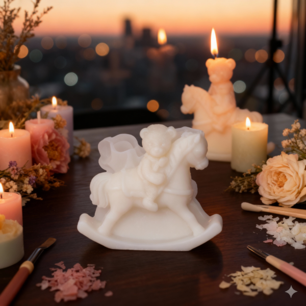 Horse with Teddy Rider Silicone Mold Unique Mold for Candles, Soap making - Image 3