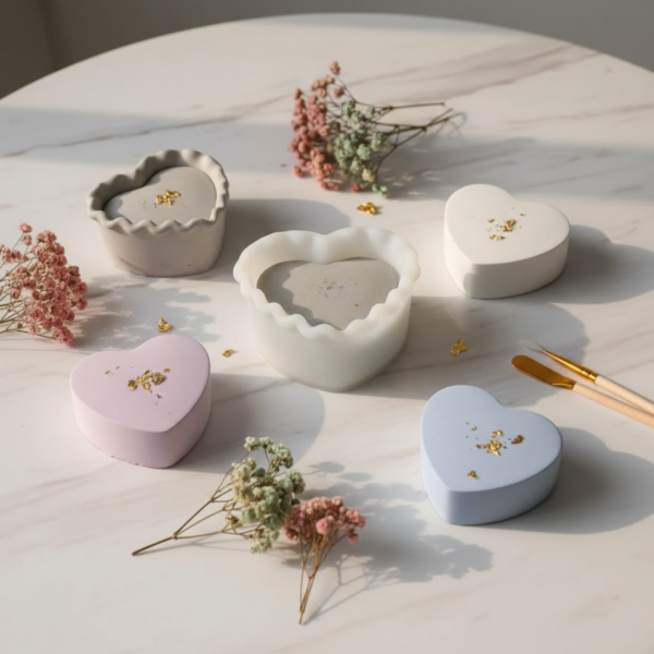 Concrete Heart Silicone Mold Candle and Soap Making - Image 2
