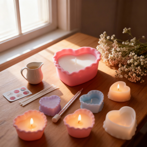 Concrete Heart Silicone Mold Candle and Soap Making - Image 3