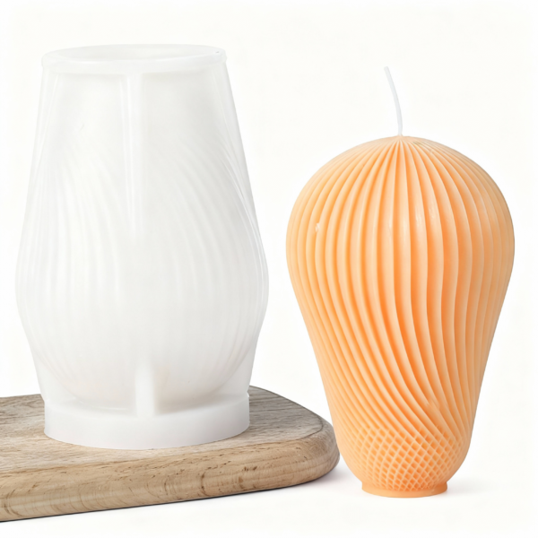 Modern Ribbed Silicone Mold. Unique 3D Design for Handmade Candles and Soaps