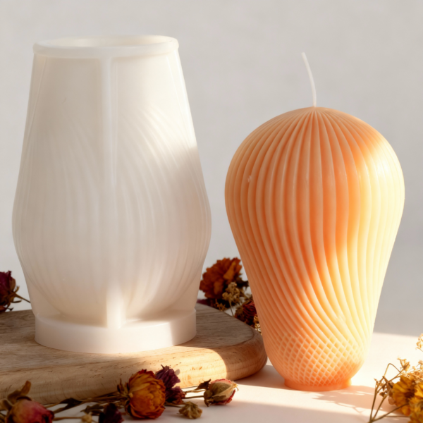 Modern Ribbed Silicone Mold. Unique 3D Design for Handmade Candles and Soaps - Image 2