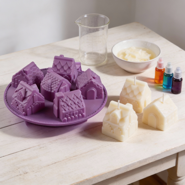 Houses Silicone Mold for Candle & Soap Making – Decorative Reusable Mold - Image 2