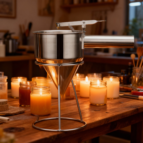 Stainless Steel Precision Funnel with Stand. Ideal for Candle Making, Baking & Liquid Pouring - Image 2