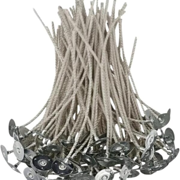 Set of 100 15cm Braided Candle Wick. Smokeless, Clean Burning Replacement Wicks for DIY Candle Making, Soy, Beeswax & Paraffin Candles. Strong Flame, Even Burn