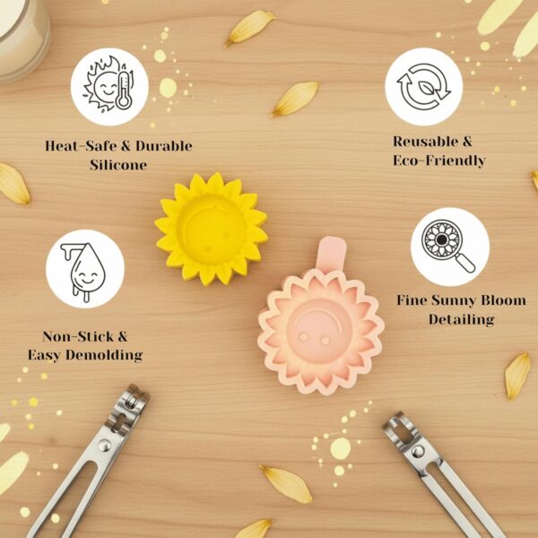 3D Sunny Bloom Silicone Mould for Candle & Soap Making, Non-Stick Reusable DIY Wax Mould, 15g Capacity, 1x5cm - Image 3