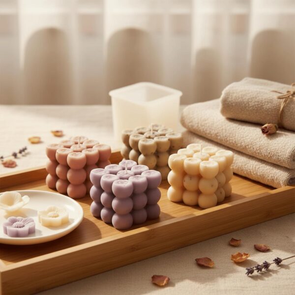 Flower Silicone Candle Mold for DIY Soap & Wax Making - 3D Reusable Mold for Handmade Floral Candles, Eid Gifts & Home Décor - 165g Capacity - Heat-Resistant, 7 * 4 cm - Image 2