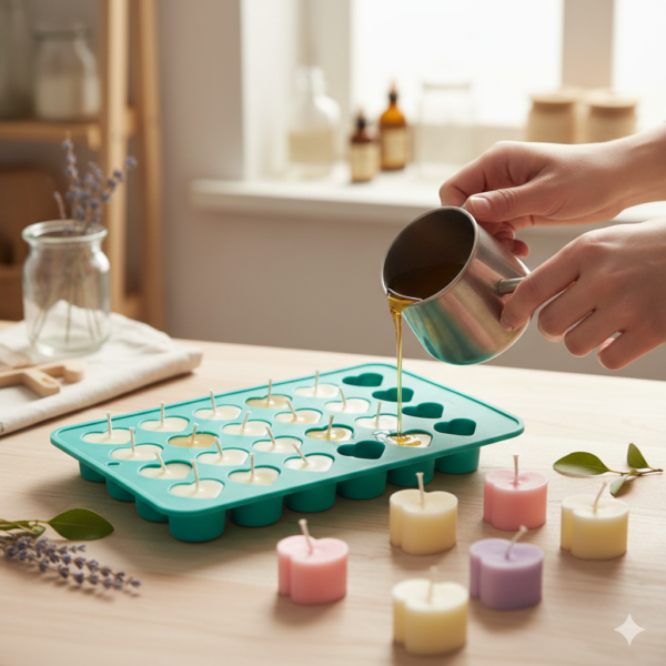 55-Cavity Mini Heart Silicone Mold for Candle & Soap Making - Flexible, Non-Stick Heat-Resistant Tray for DIY Homemade Crafts - Image 2