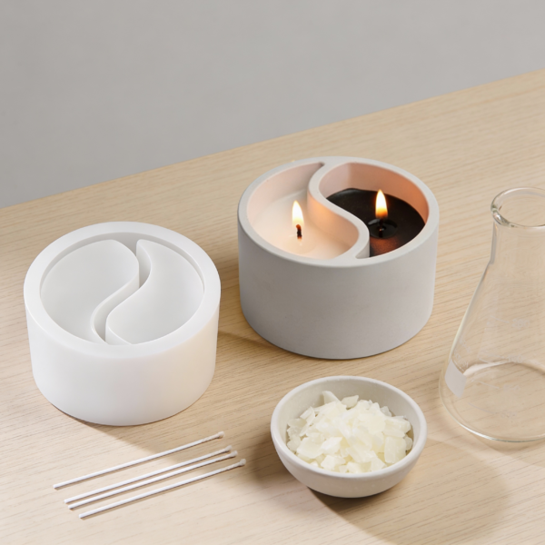 Round Silicone Mold (2-Half Design) for Candle & Soap Making – Reusable Mold - Image 2