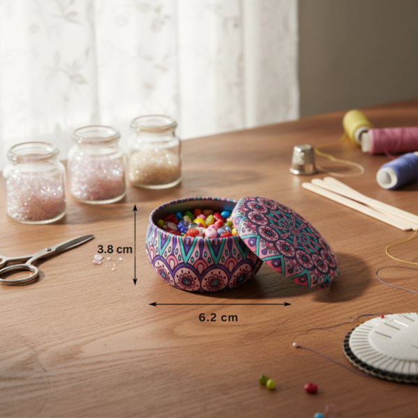 Colorful Purple Mandella Tinplate Mini Jar 50ml 3.8 × 6.2 cm, 50ml - Image 2