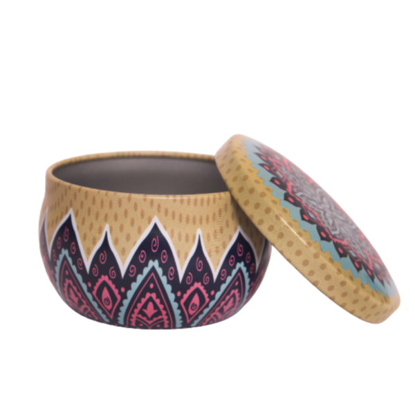 Beige with Dark Purple Colorful Tinplate Mini Jar 50ml 3.8 × 6.2 cm, 50ml