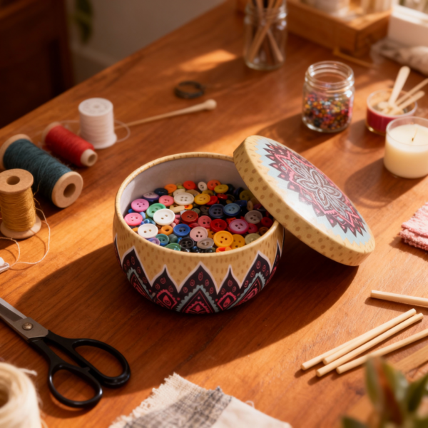 Beige with Dark Purple Colorful Tinplate Mini Jar 50ml 3.8 × 6.2 cm, 50ml - Image 2