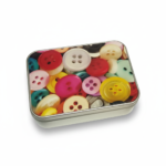 Silver Metal Tinplate Storage Container with Colorful Button Lid – 100g Decorative Tin for Candles, Accessories & Beads