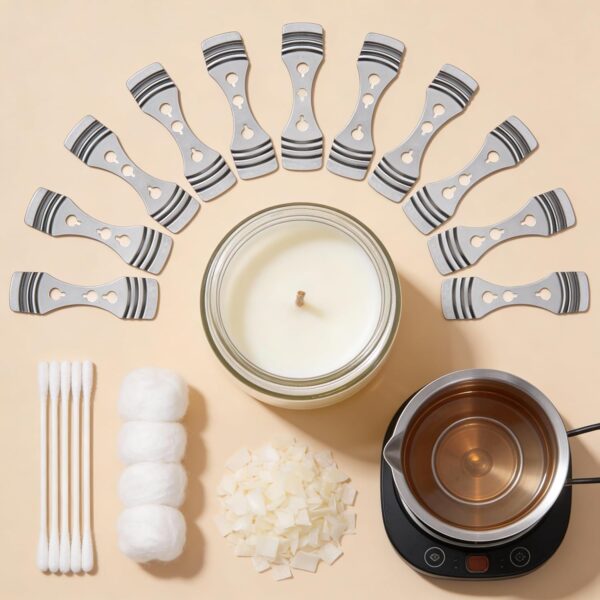 Metal Wick Centering Clips Set of 10. Candle Wick Holders for Candle Making, Stainless Steel Wick Center Tool for Jars & Containers, Reusable Wick Fixing Bars - Image 3