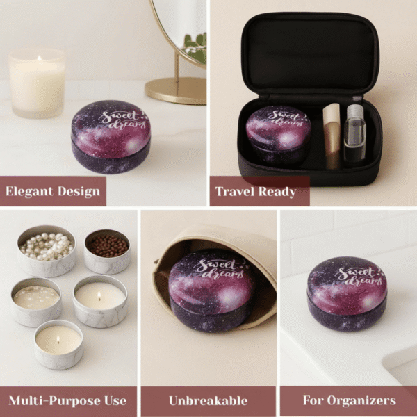 Galaxy Design Tinplate Container with lid, 6.2*9 cm, 120ml - Image 3