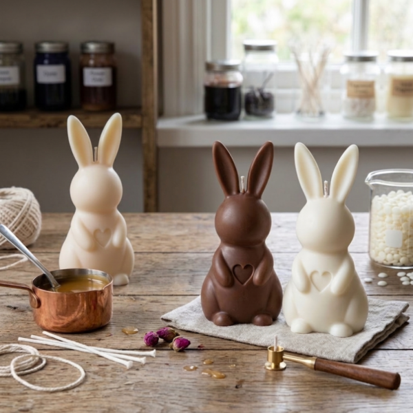 3D Heart Bunny Silicone Mold for Candle, and Soap Making. Cute Rabbit with Heart Shape Soap Mold. Durable & Flexible Animal Craft Mold for DIY Beeswax, Soy Wax & Handmade Soap - Spring Day Decor - Image 2